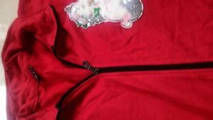 Red Zip-Up Jacket with Sequin Embellishment