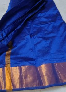 Royal Blue Saree with Bronze Border