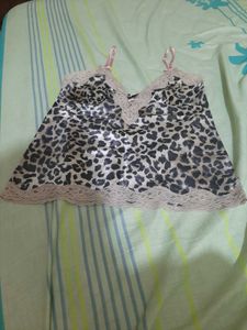 Leopard Print Satin Cami Top