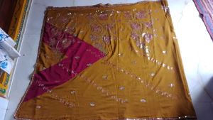 Designer Embellished Mustard Yellow Saree