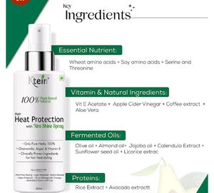 100% Plant Based Hair Heat Protection Spray with EXTRA SHINE, Chamomile, Argan and Vitamin E 100ml