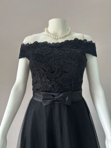 Elegant Off-Shoulder Black Lace Dress