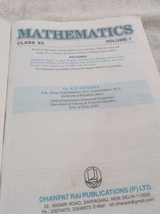 R.D. Sharma Mathematics Class XII, Volume 1
