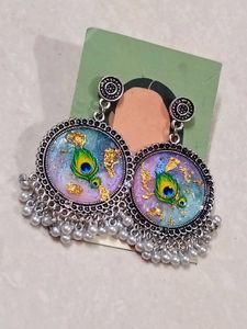 Bohemian Peacock Feather Earrings
