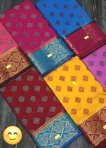 Vibrant Yellow &amp; Maroon Silk Saree