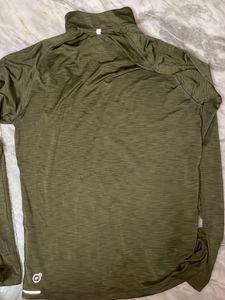 Puma Half Zip Long Sleeve Olive T- Shirt