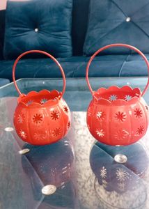 Decorative Metal Lanterns - Set of 2