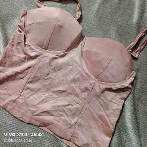 282510. Stylish Pink Corset Crop Top