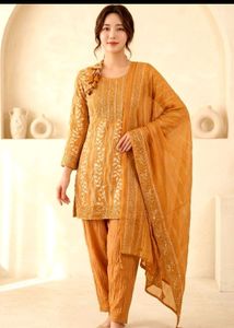 Elegant Mustard Kurta Set with Dupatta