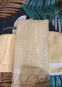 Elegant Cream Salwar Kameez Suit