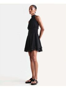 Elegant Black Halter Neck Dress