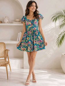 Bohemian Floral Print Mini Dress