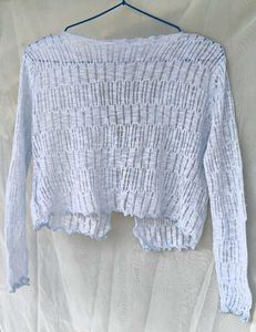 Light Blue Crochet Cardigan