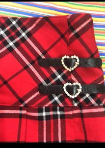 Love Tiffins Red Plaid Mini Skirt
