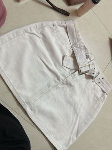 Urbanic White Denim Mini Skirt