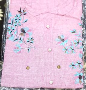 Kurti pink 1 piece attractive embroidery fancy
