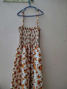 Butterfly Print Smocked Midi Dress