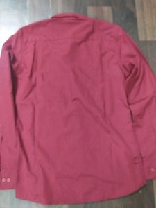 Maroon Long Sleeve Button-Up Shirt