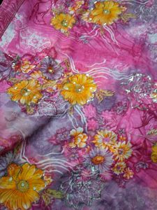Vibrant Floral Saree with Sequins