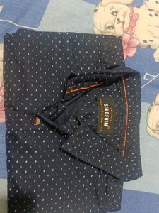 Classic Navy Polka Dot Button-Up Shirt