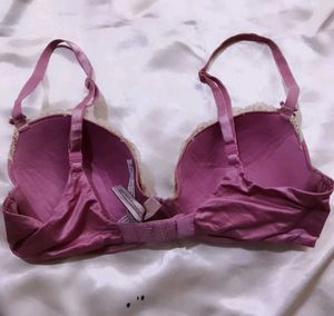 Pink Bra with Lace Detail