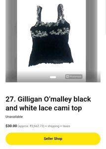 Black Lace Trim Cami Top