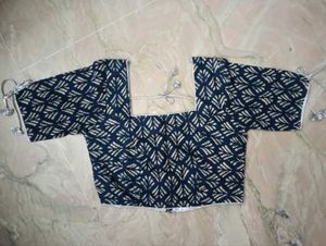 Navy Blue Printed Blouse