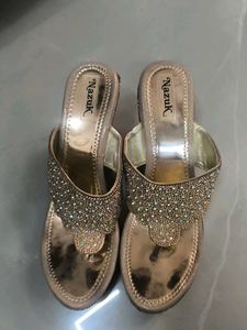 Elegant Embellished Gold Sandals