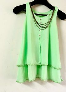 Chic Sleeveless Lime Green Blouse top