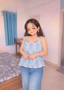 Blue Floral Tank Top