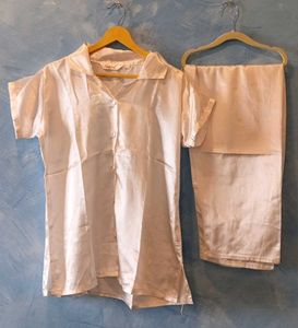 Satin Pajama Set-White