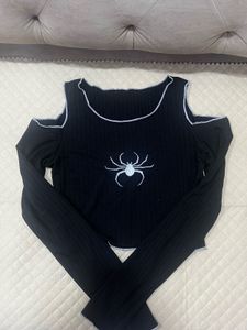 Black Spider Web Crop Top