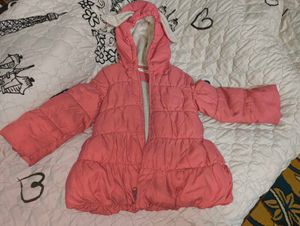 Pink Puffer Coat with Bunny Ears