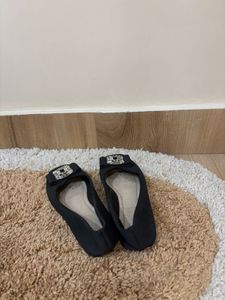 Black Flats with Embellished Buckle