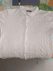 White knitted Textured shirt