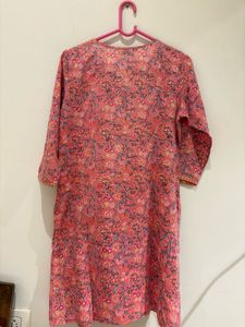 Pink Floral Print Kurta