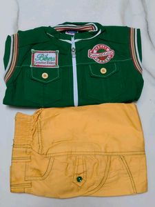 Green Biker Vest & Yellow Pants Set