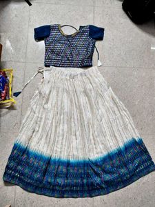 Elegant Off-White &amp; Blue Lehenga Choli Set