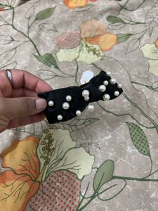 Black Pearl Bow Headband