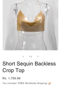Short Sequin Backless Crop Top