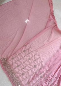 Pink Embellished Saree
