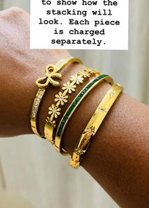 Gold Bow Bangle with Crystals