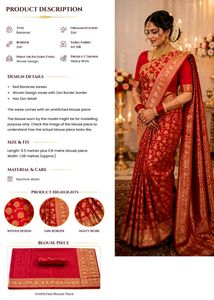 Stunning Red Banarasi Silk Saree