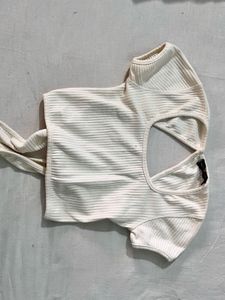 Ribbed Crop Top with Open Back