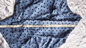 Chic Blue Polka Dot Ruffle korean style top