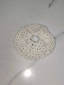 White Crochet Scrunchie