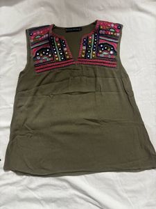 Embroidered Sleeveless Top