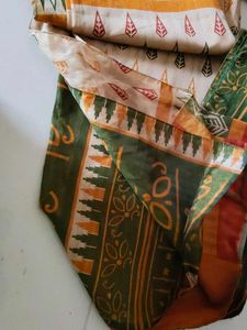 Vibrant Printed Silk Saree with XXL blouse