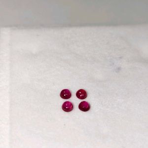 Set of 4 Round natural Ruby Cabochons