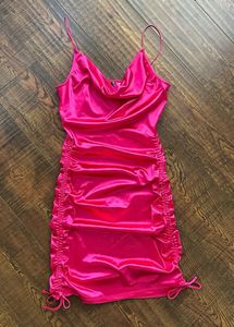 H&amp;M Satin Ruched Mini Dress